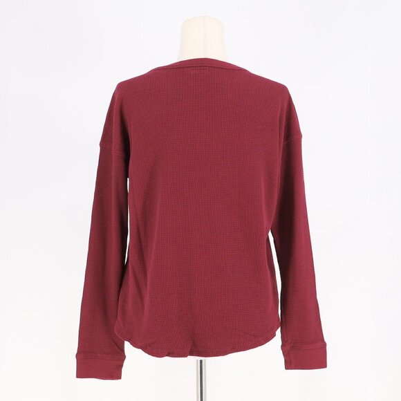 FAHERTY Women's Legend Waffle Knit Crew Neck Long Sleeve Top Maroon Size M - Picture 5 of 7
